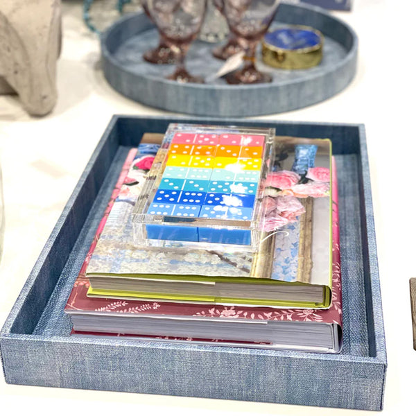 Bodrum Luster Ice Blue  13x18 Inch Rectangle Tray