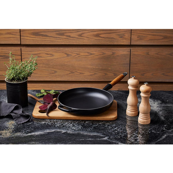 Le Creuset 10.25 in Signature Round Fry Pan 10.25 In Wood Handle Licorice