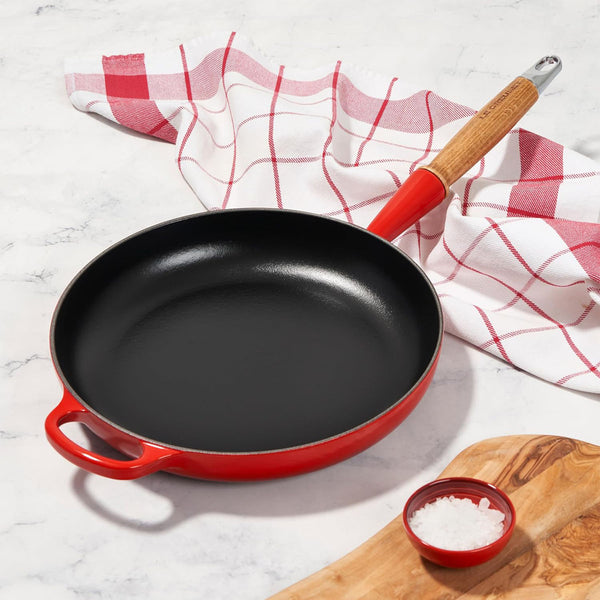 Le Creuset 10.25 in Signature Round Fry Pan 10.25 In Wood Handle Cerise