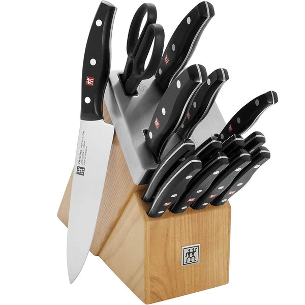 Zwilling Twin Signature 15Pc Self-Sharpening Set W/ Natural Ash Wood Block