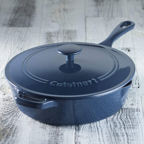 Cuisinart Cast Iron Pan, 12" Chicken Fryer, Enameled Provencial Blue