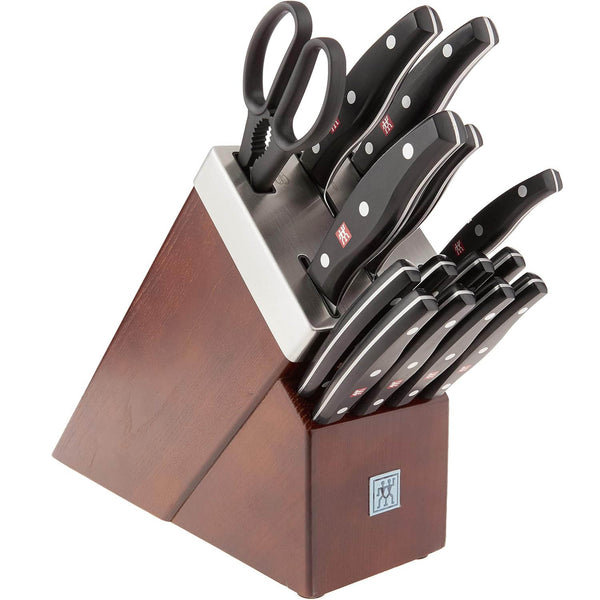 Zwilling Twin Signature 15Pc Self-Sharpening Set W/ Brown Ash Wood Block