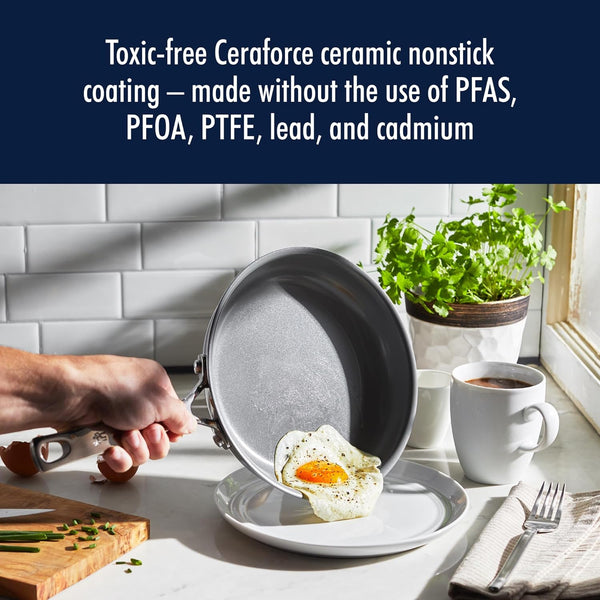 HENCKELS CLAD H3 CERAMIC NONSTICK 10PC STAINLESS STEEL COOKWARE SET