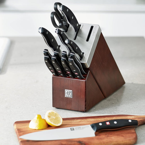 Zwilling Twin Signature 15Pc Self-Sharpening Set W/ Brown Ash Wood Block