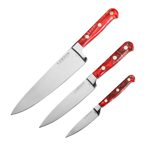 Lamson Forged 3-Pc Chef Knife Set (Paring, Utility, 8" Chef) - Fire