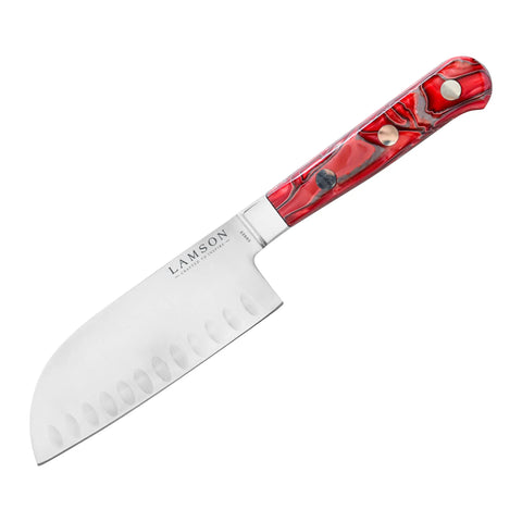 Lamson Forged 5" Santoku Knife, Kullenschliff Edge - Fire