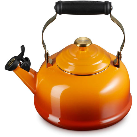 Le Creuset 1.7 qt. Whistling Kettle - Persimmon w/ Gold Hardware