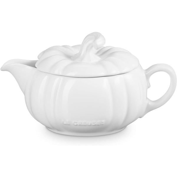 Le Creuset 14 oz. Pumpkin Gravy Boat with Lid - White