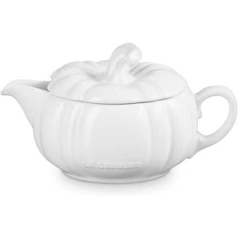 Le Creuset 14 oz. Pumpkin Gravy Boat with Lid - White