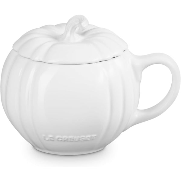 Le Creuset 14 oz. Pumpkin Mug with Lid - White