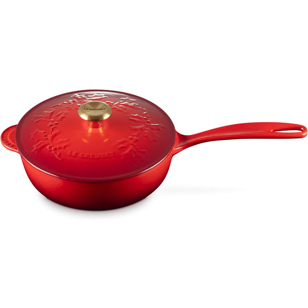 Le Creuset 2.25 qt. Traditional Round Saucier Holly 2.25 qt. Cerise Sig Gold