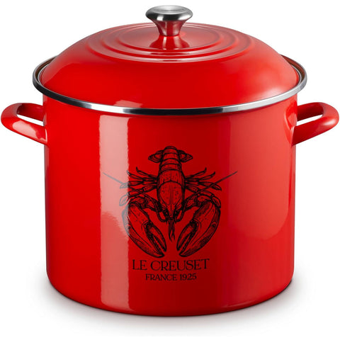 Le Creuset 20 qt. Enamel on Steel Traditional Lobster Stockpot with Lid, 20 qt. - Carmin