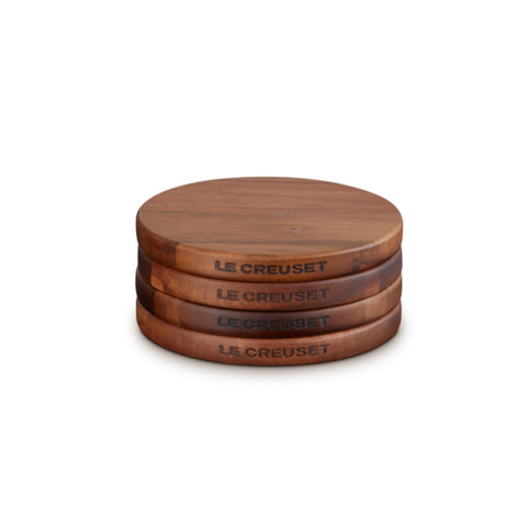 Le Creuset Gourmand Collection Petite Magnetic Wooden Trivet, Set of 4
