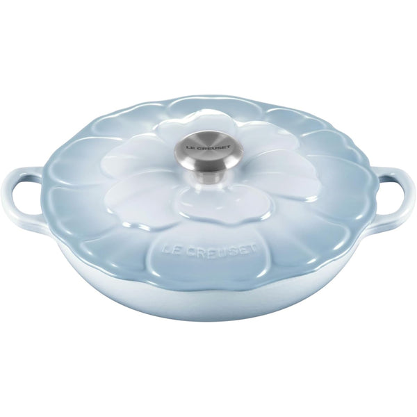 Le Creuset 2.25 qt. Signature Petal Braiser with Light Gold Knob, Coastal Blue