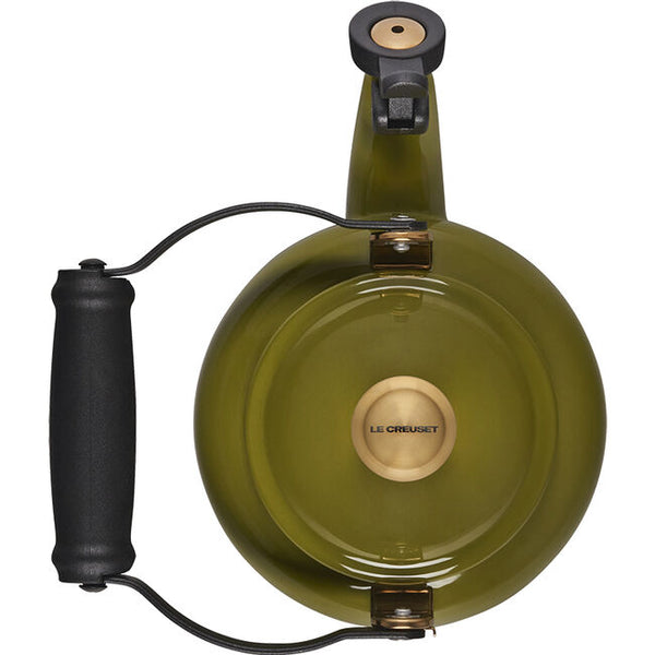Le Creuset 1.25 qt. Demi Kettle - Olive w/ Sig Gold Knob