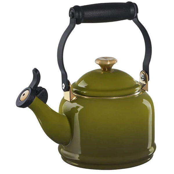 Le Creuset 1.25 qt. Demi Kettle - Olive w/ Sig Gold Knob
