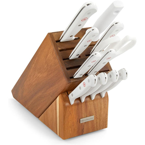 WUSTHOF GOURMET WHITE TWELVE PIECE KNIFE BLOCK SET, ACACIA