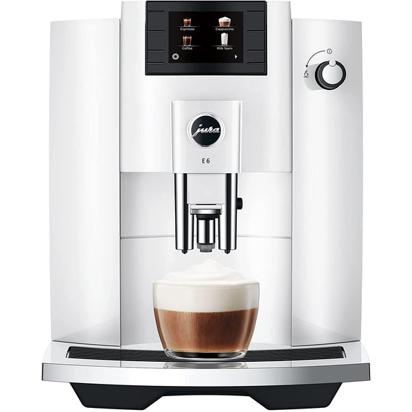 Jura E6 Automatic Coffee Machine, Piano White