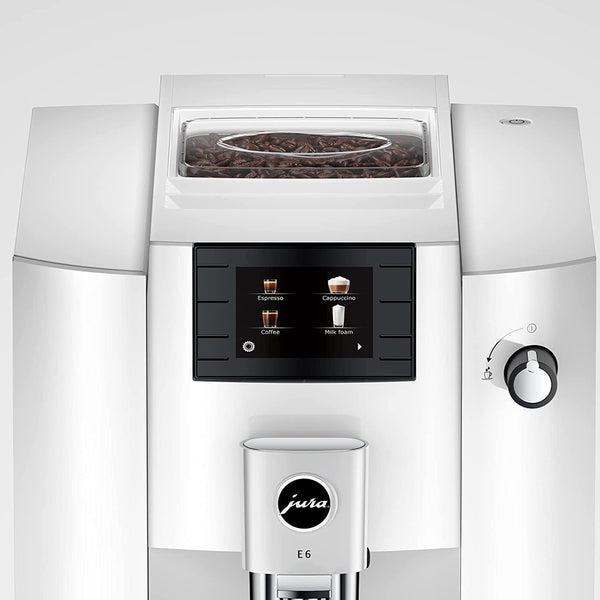 Jura E6 Automatic Coffee Machine, Piano White