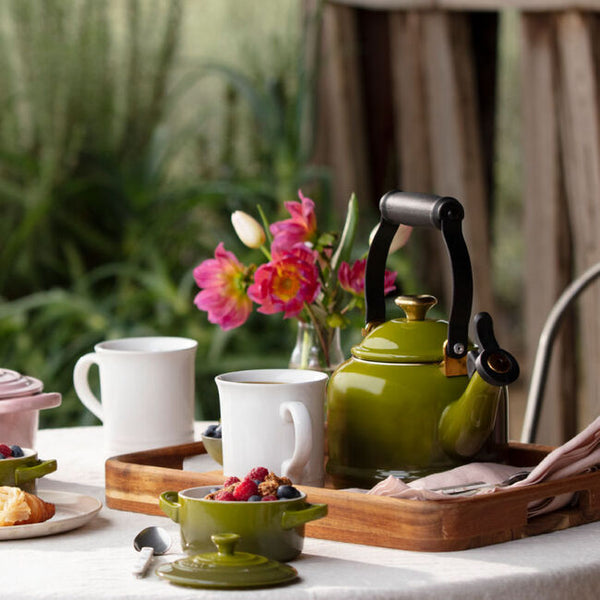 Le Creuset 1.25 qt. Demi Kettle - Olive w/ Sig Gold Knob