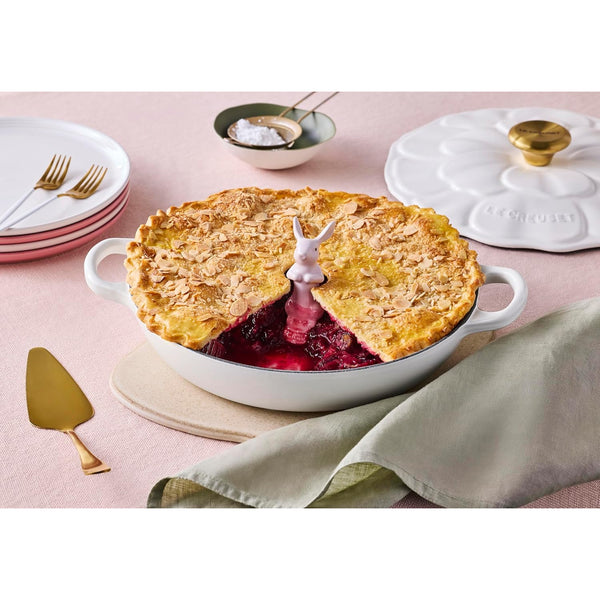 Le Creuset 2.25 qt. Signature Petal Braiser with Light Gold Knob, White