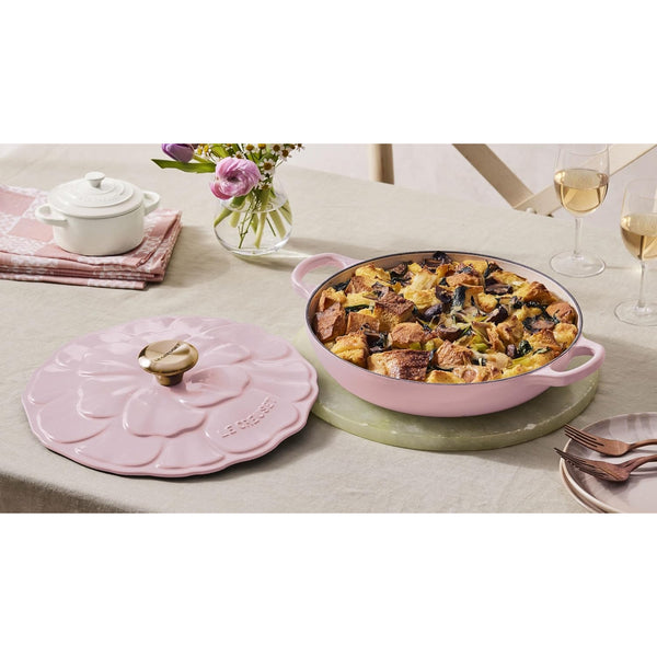 Le Creuset 2.25 qt. Signature Petal Braiser with Light Gold Knob, Chiffon Pink