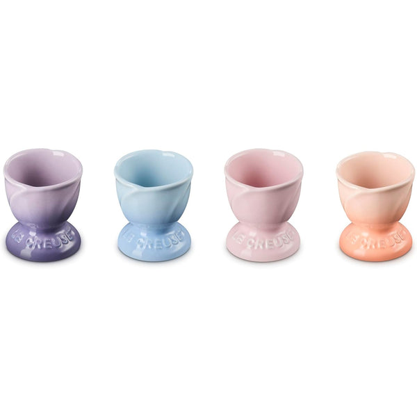 Le Creuset  S/4 Petal Egg Cups, Mixed Set (Coastal Blue, Provence, Chiffon Pink, Pec
