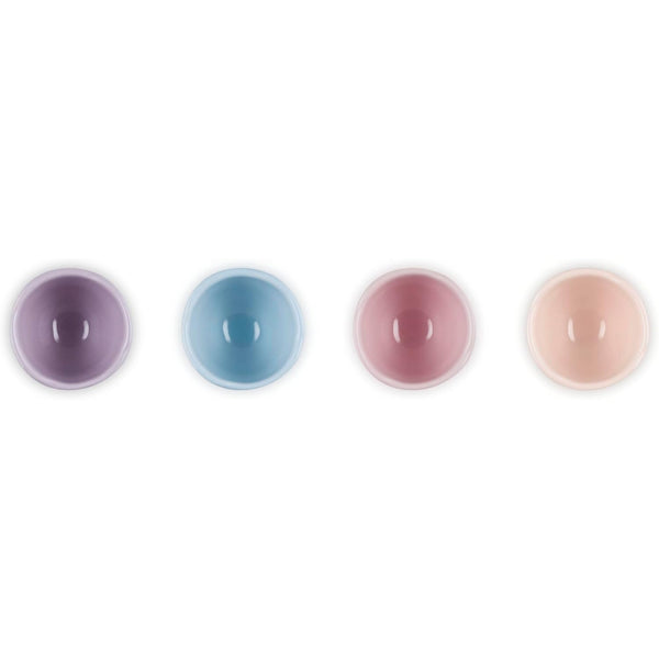 Le Creuset  S/4 Petal Egg Cups, Mixed Set (Coastal Blue, Provence, Chiffon Pink, Pec