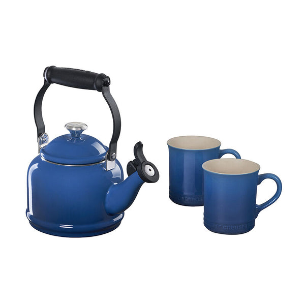 Le Creuset Demi Kettle w/ SS Knob & 2 Mug Set - Marseille