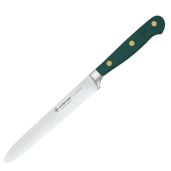 Wusthof Classic 5" Utility Knife, Serrated - Fresh Rosemary