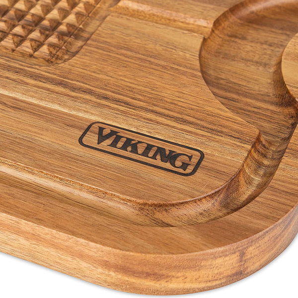 Viking Oversized Acacia Carving Board w/ 3-Piece Carving Set