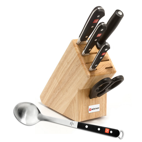 WUSTHOF CLASSIC 6-PIECE KNIFE BLOCK WITH GWP SPOON