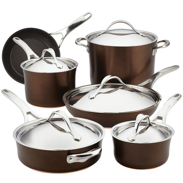 ANOLON NOUVELLE COPPER LUXE 11-PIECE COOKWARE SET - SABLE