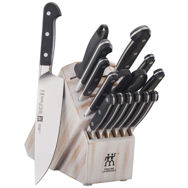 Zwilling J.A. Henckels Pro 16-Piece Knife Block Set - Rustic White