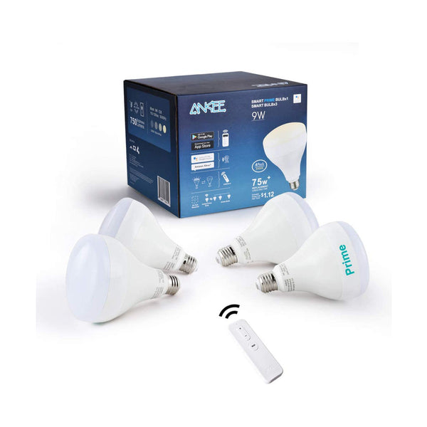 ANKEE Smart LED Light Bulb - No Hub Required WiFi Smart Bulb | E26 Dimmable 3000K Warm White, Compatible with Alexa and Google Assistant, Unique Group Design (9W Group(1+3 Bulbs))ANKEE 9W Smart LED Light Bulb - No Hub Required WiFi Smart Bulb | E26 Dimmable 3000K Warm White, Compatible with Alexa and Google Assistant