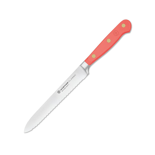Wusthof Classic 5" Serrated Utility Knife - Coral Peach