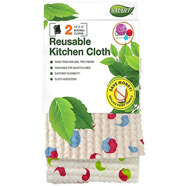 Smart 10047 Reusable Quilted Kitchen Cloth, Swirl Pattern, 2-Pack