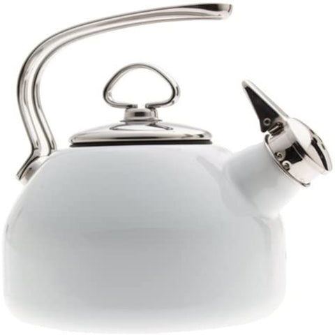 Chantal 1.8 qt. Classic Enamel-on-Steel Teakettle - White