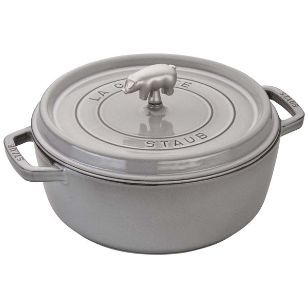 Staub Cast Iron 6-Quart Cochon Shallow Wide Round Cocotte - Graphite Grey