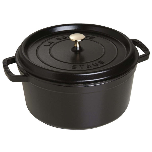 Staub Cast Iron 9-Quart Round Cocotte - Matte Black