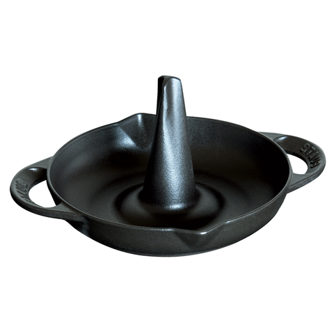 STAUB CAST IRON 9.5'' VERTICAL CHICKEN ROASTER - MATTE BLACK