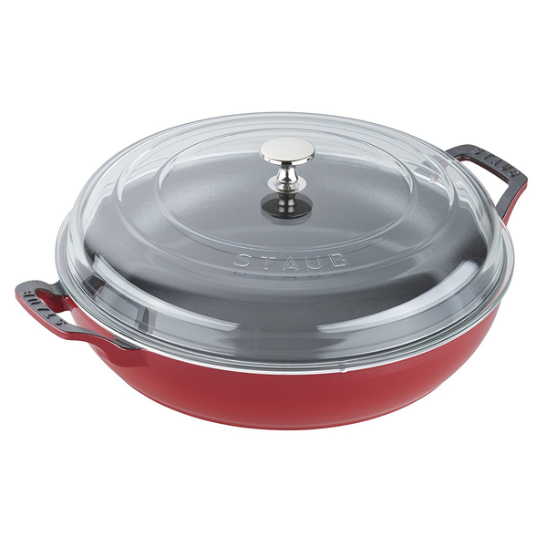 STAUB CAST IRON 3.5-QUART BRAISER WITH GLASS LID - CHERRY