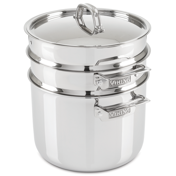 Viking 3-Ply Stainless Steel Pasta Pot with Steamer, 8 Quart