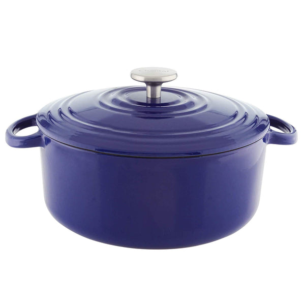 Chantal Round Cast Iron 5-Quart Casserole - Cobalt Blue