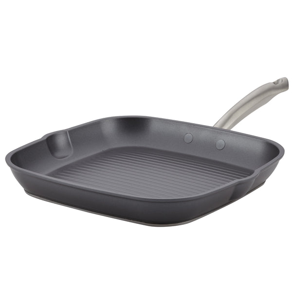 ANOLON ACCOLADE FORGED HARD-ANODIZED PRECISION FORGE SQUARE GRILL PAN, 11'' MOONSTONE