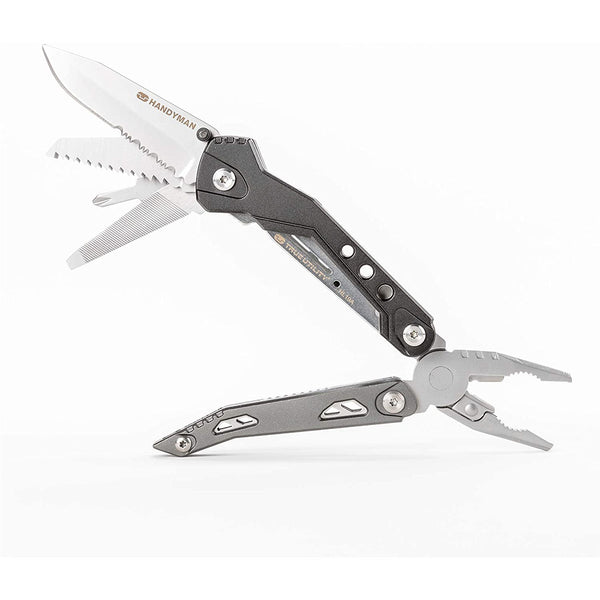 Pocket-knife pliers screwdriver multitool: True Utility Handyman bundle with full size folding knife, 9 screwdriver bits, pliers, saw, dad gadget, True Utility Handyman TU181