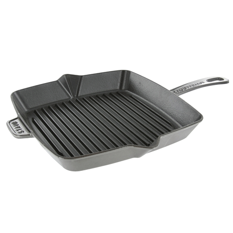 STAUB CAST IRON 12'' SQUARE GRILL PAN - GRAPHITE GREY