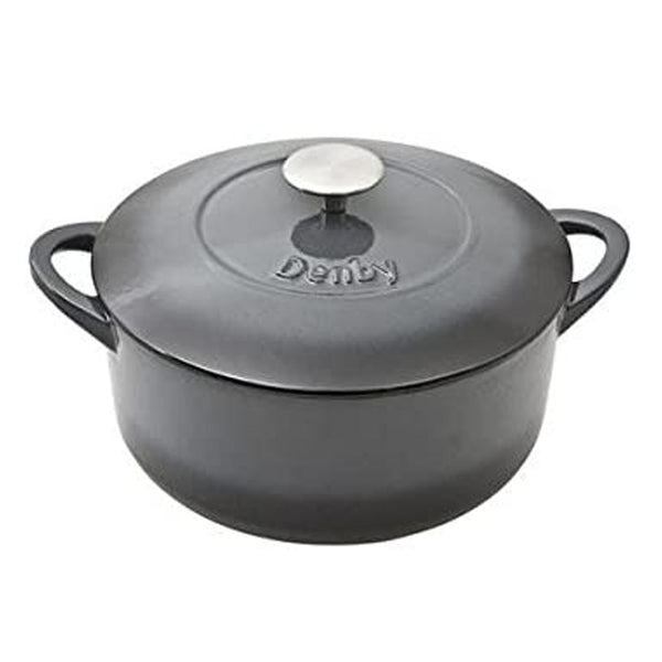 Denby Halo Cast Iron 4L Medium, Round Casserole, Gray