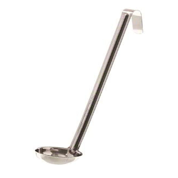 Browne Foodservice Stainless Steel Optima 1-Piece Serving Ladle with Grooved Handle, 1-Ounce