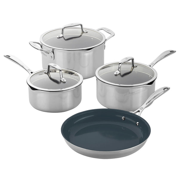 Zwilling J.A. Henckels Clad Cfx 7-Piece Stainless Steel Ceramic Nonstick Cookware Set